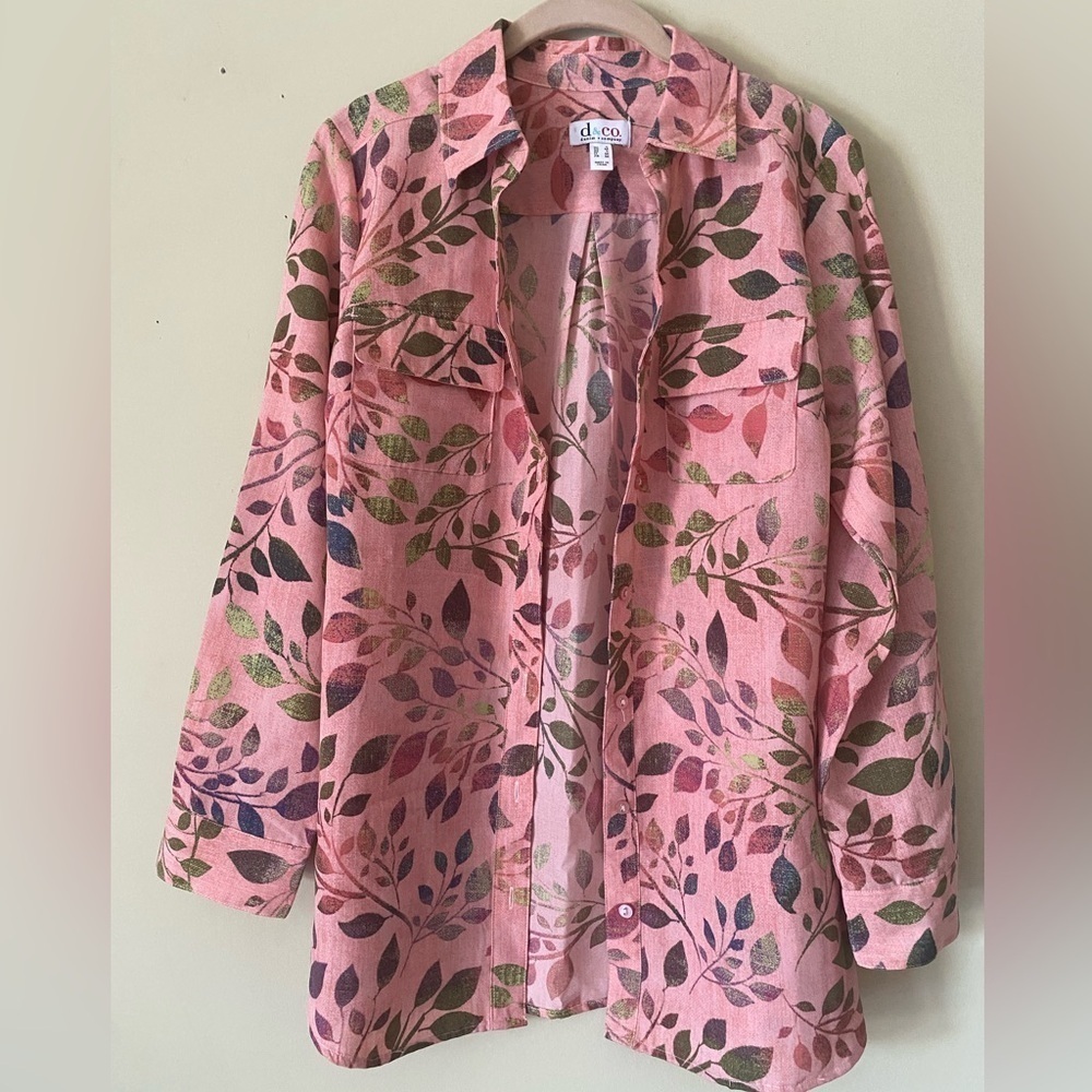 Denim & Co. Leaf Motif Blouse S